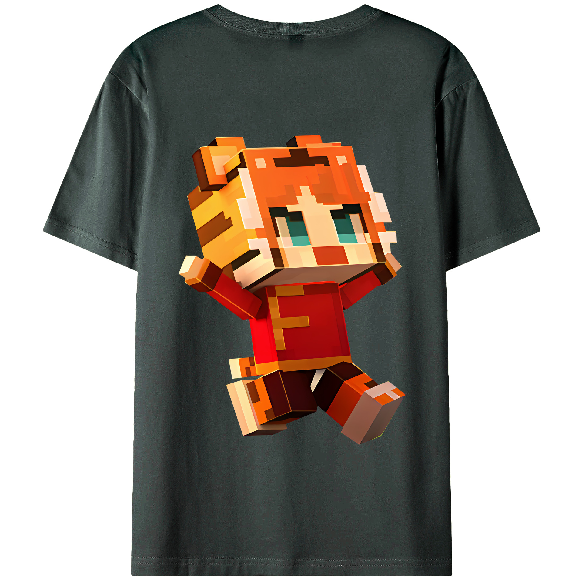（画像用） マインクラフト ブロックの世界 Minecraft MC Block world 綿100％ メンズ半袖Tシャツ（バックプリント） 通気性